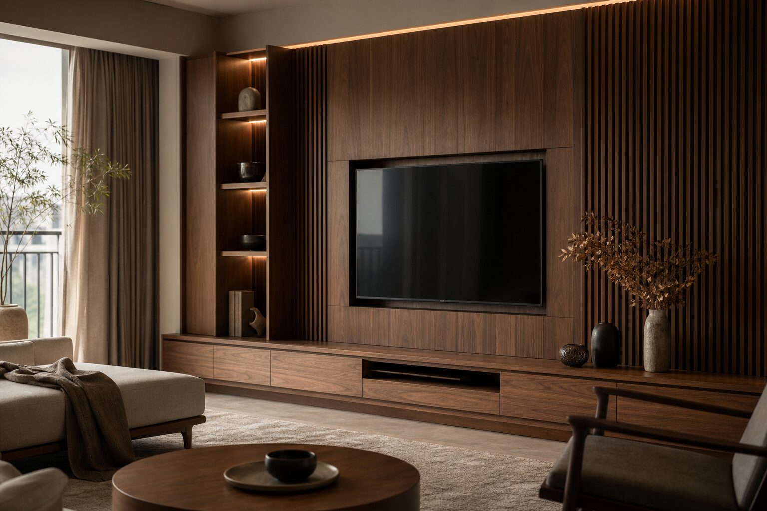 Fluted media console